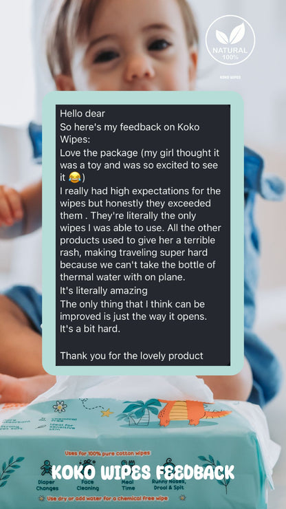 Koko Wipes: Dry Pure 100% Cotton Wipes | 2 pack