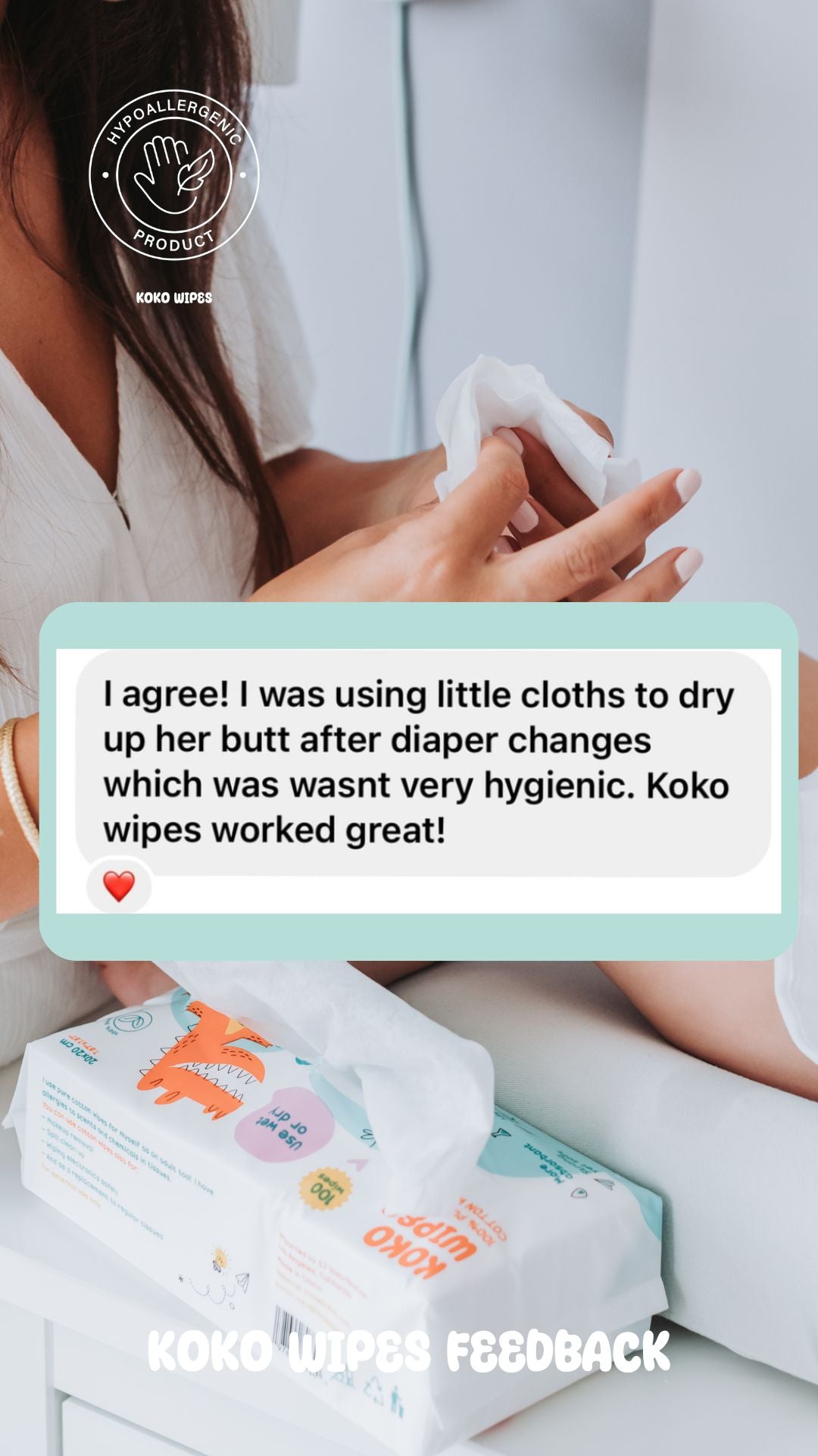 Koko Wipes: Dry Pure 100% Cotton Wipes | 2 pack